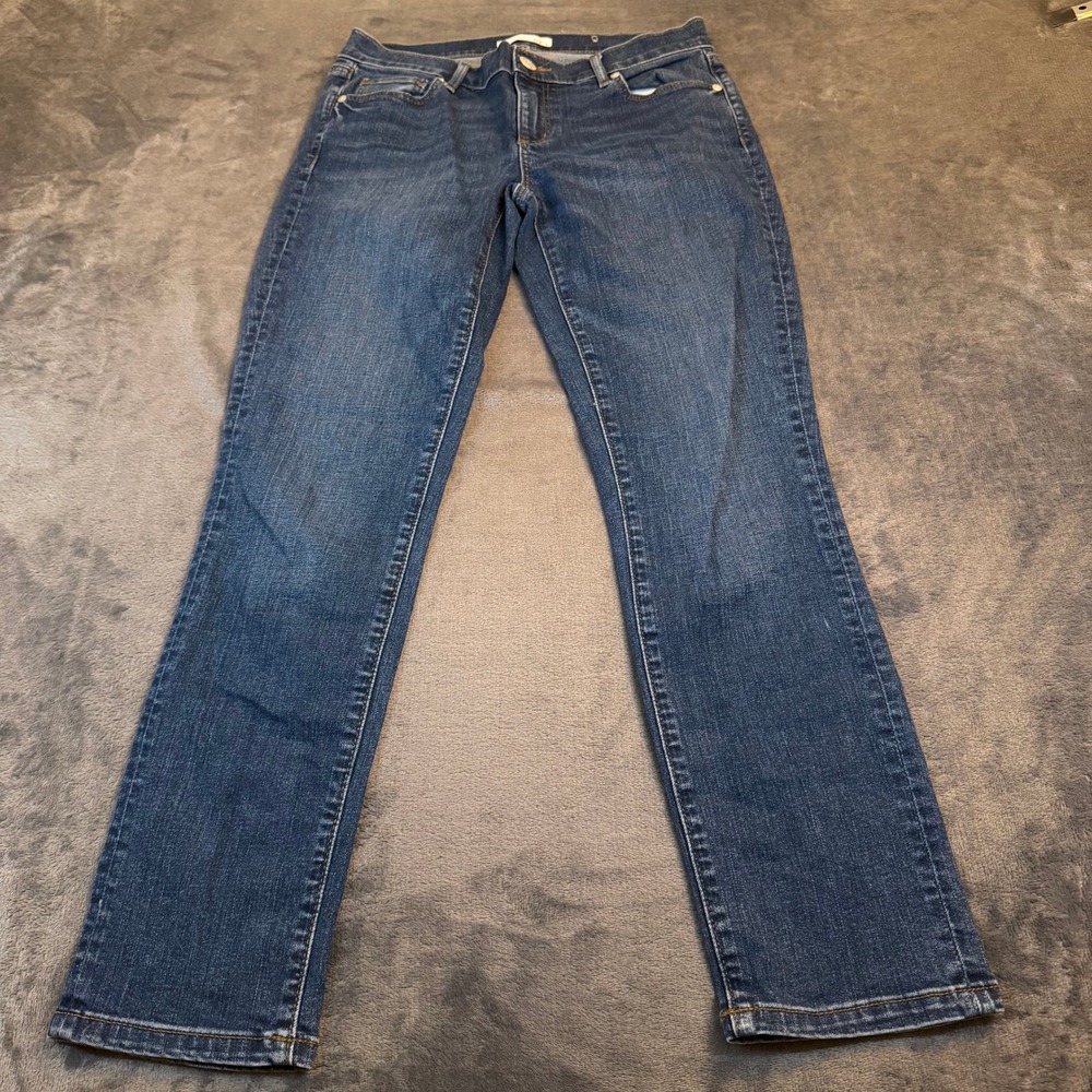 Ann Taylor Loft Straight Jeans Womens 4 / 27 Blue Stretch Denim Pants 28x27"